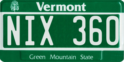 VT license plate NIX360