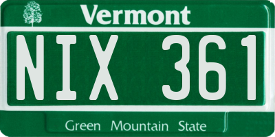 VT license plate NIX361