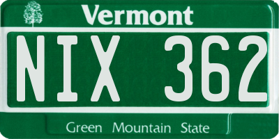 VT license plate NIX362