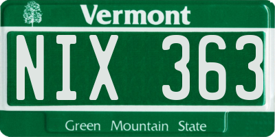 VT license plate NIX363