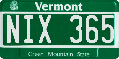 VT license plate NIX365