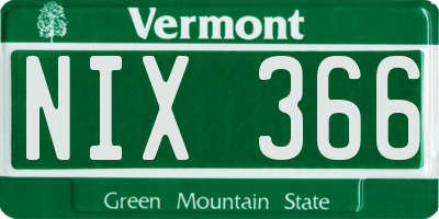 VT license plate NIX366