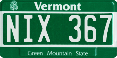 VT license plate NIX367
