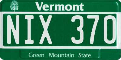 VT license plate NIX370