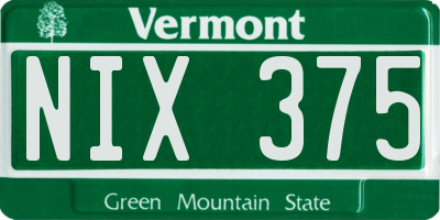 VT license plate NIX375