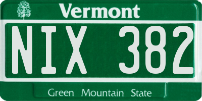 VT license plate NIX382