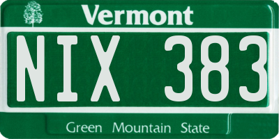VT license plate NIX383