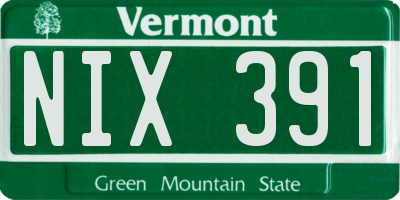 VT license plate NIX391