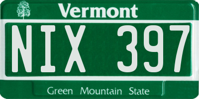 VT license plate NIX397