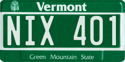 VT license plate NIX401