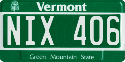 VT license plate NIX406