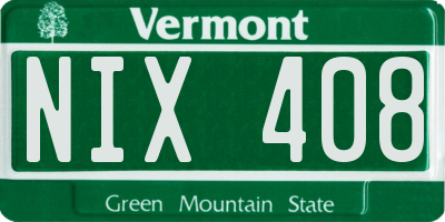 VT license plate NIX408