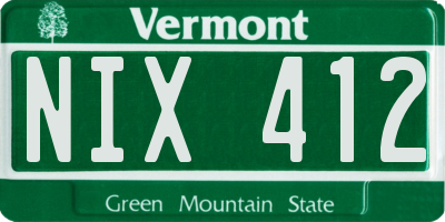 VT license plate NIX412