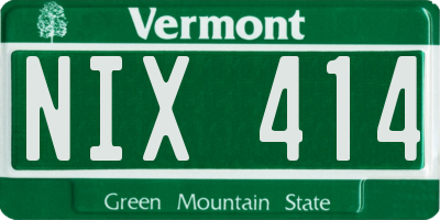 VT license plate NIX414