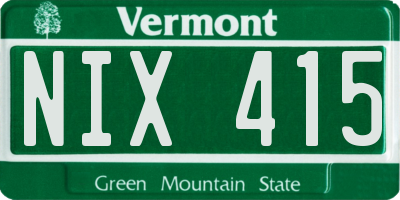 VT license plate NIX415