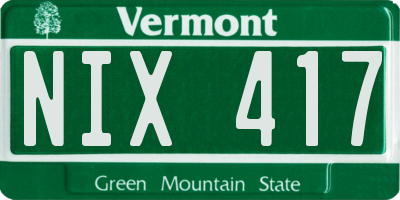 VT license plate NIX417