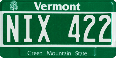 VT license plate NIX422