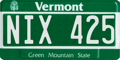 VT license plate NIX425