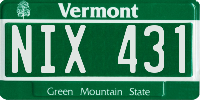 VT license plate NIX431