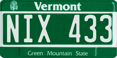 VT license plate NIX433