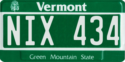 VT license plate NIX434