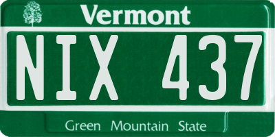 VT license plate NIX437