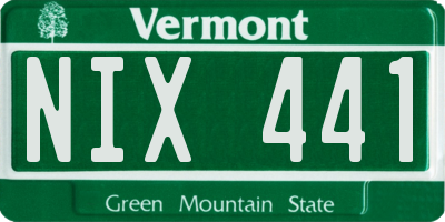 VT license plate NIX441