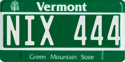 VT license plate NIX444