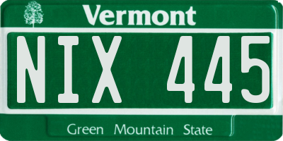 VT license plate NIX445