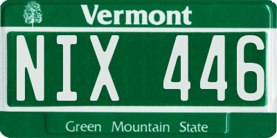 VT license plate NIX446