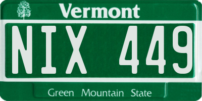 VT license plate NIX449