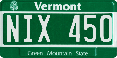 VT license plate NIX450