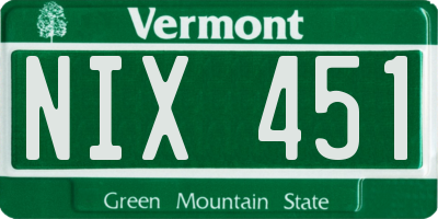 VT license plate NIX451