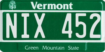 VT license plate NIX452