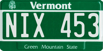 VT license plate NIX453