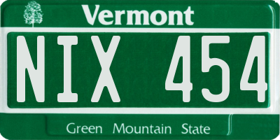 VT license plate NIX454