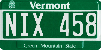 VT license plate NIX458