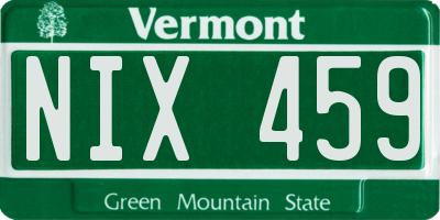 VT license plate NIX459