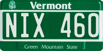 VT license plate NIX460