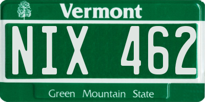 VT license plate NIX462