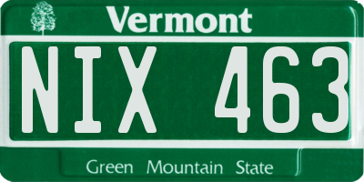 VT license plate NIX463
