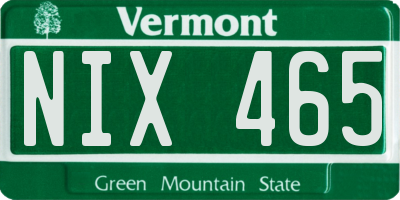 VT license plate NIX465