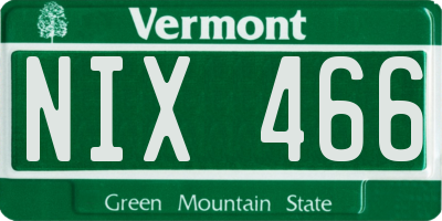 VT license plate NIX466