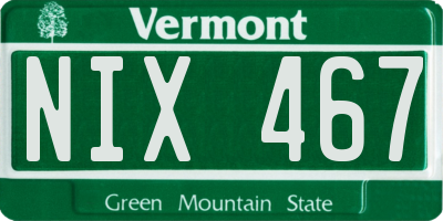 VT license plate NIX467