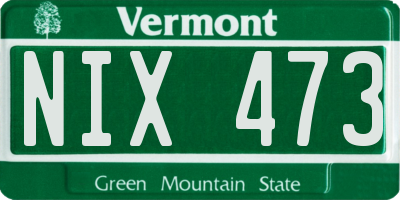 VT license plate NIX473