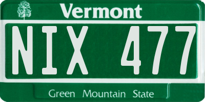 VT license plate NIX477