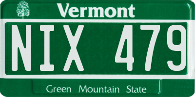 VT license plate NIX479