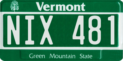 VT license plate NIX481