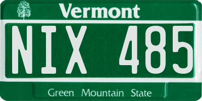 VT license plate NIX485