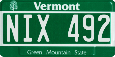 VT license plate NIX492